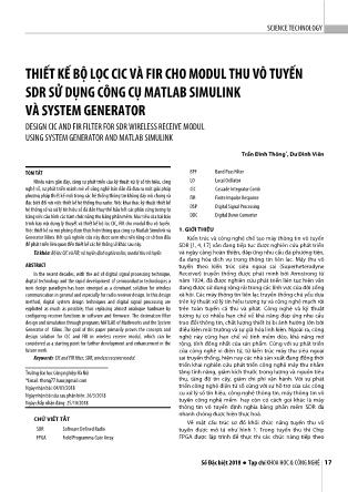 Thiết kế bộ lọc cic và fir cho modul thu vô tuyến sdr sử dụng công cụ matlab simulink và system generator