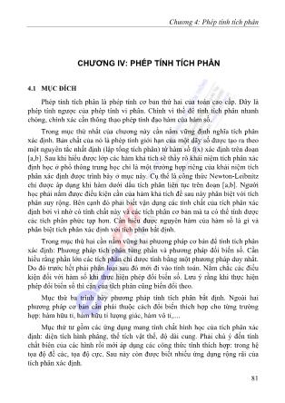 Toán cao cấp A1 - Chương IV: Phép tính tích phân