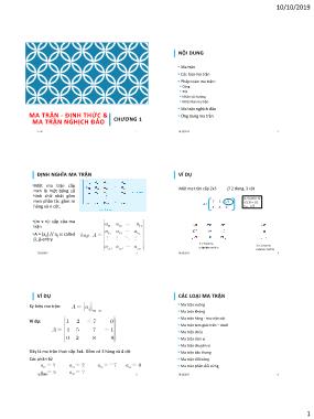 Toán cao cấp A2 - Chương 1: Ma trận - Định thức và ma trận nghịch đảo