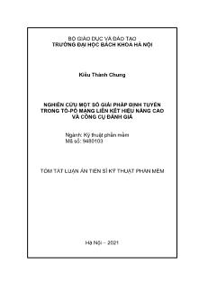 Tóm tắt Luận án Nghiên cứu một số giải pháp định tuyến trong Tô - Pô mạng liên kết hiệu năng cao và công cụ đánh giá