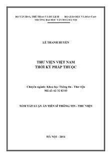 Tóm tắt Luận án Thư viện Việt Nam thời kỳ Pháp thuộc