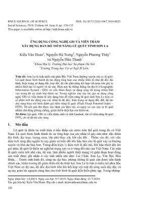 Ứng dụng công nghệ gis và viễn thám xây dựng bản đồ tiềm năng lũ quét tỉnh Sơn La