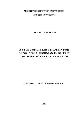 A study of dietary protein for growing californian rabbits in the mekong delta of Vietnam