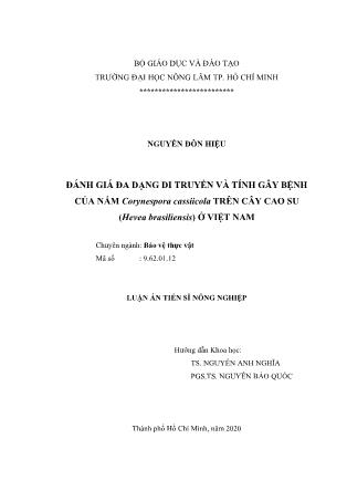 Đánh giá đa dạng di truyền và tính gây bệnh của nấm corynespora cassiicola trên cây cao su (hevea brasiliensis) ở Việt Nam