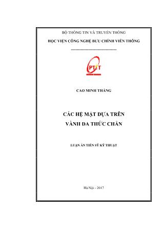 Luận án Các hệ mật dựa trên vành đa thức chẵn