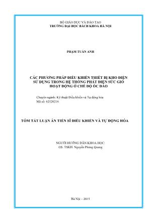 Luận án Các phương pháp điều khiển thiết bị kho điện sử dụng trong hệ thống phát điện sức gió hoạt động ở chế độ ốc đảo