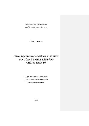 Luận án Chọn lọc nâng cao năng suất sinh sản của cút nhật bản bằng chỉ thị phân tử