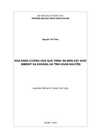 Luận án Khả năng cường hóa quá trình ăn mòn sắt khỏi inmenit sa khoáng Hà tĩnh Hoàn Nguyên