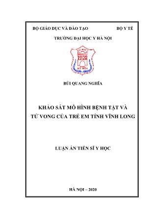 Luận án Khảo sát mô hình bệnh tật và tử vong của trẻ em tỉnh Vĩnh Long