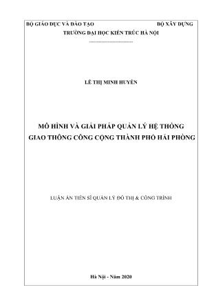 Luận án Mô hình và giải pháp quản lý hệ thống giao thông công cộng thành phố Hải Phòng