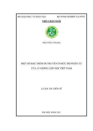 Luận án Một số đặc điểm di truyền ở mức độ phân tử của 15 giống lợn nội Việt Nam