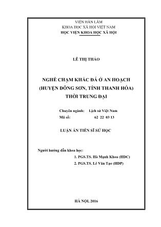 Luận án Nghề chạm khắc đá ở An hoạch (huyện Đông sơn, tỉnh Thanh hóa) thời trung đại