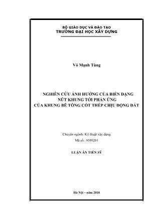 Luận án Nghiên cứu ảnh hưởng của biến dạng nút khung tới phản ứng của khung bê tông cốt thép chịu động đất