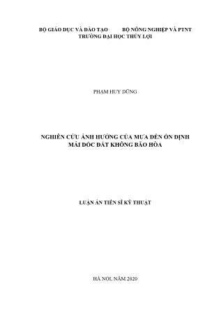 Luận án Nghiên cứu ảnh hưởng của mưa đến ổn định mái dốc đất không bão hòa