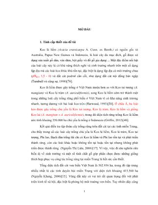 Luận án Nghiên cứu biến dị và khả năng di truyền một số tính trạng của Keo lá liềm (Acacia crassicarpa A. Cunn. ex Benth.) tại các tỉnh miền Trung