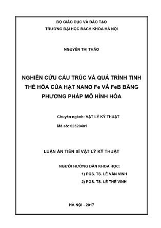 Luận án Nghiên cứu cấu trúc và quá trình tinh thể hóa của hạt nano fe và feb bằng phương pháp mô hình hóa