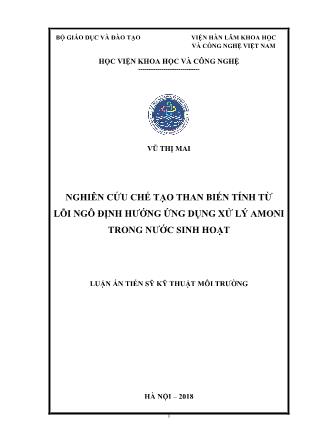 Luận án Nghiên cứu chế tạo than biến tính từ lõi ngô định hướng ứng dụng xử lý amoni trong nước sinh hoạt