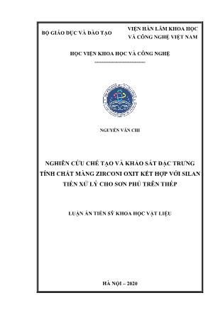 Luận án Nghiên cứu chế tạo và khảo sát đặc trưng tính chất màng zirconi oxit kết hợp với silan tiền xử lý cho sơn phủ trên thép