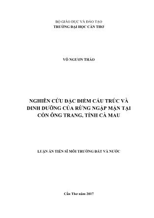 Luận án Nghiên cứu đặc điểm cấu trúc và dinh dưỡng của rừng ngập mặn tại cồn Ông trang, tỉnh Cà Mau