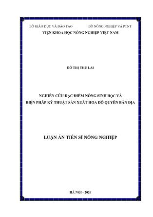 Luận án Nghiên cứu đặc điểm nông sinh học và biện pháp kỹ thuật sản xuất hoa đỗ quyên bản địa