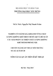 Luận án Nghiên cứu đánh giá, khoanh vùng chất lượng không khí theo chỉ số aqi và đề xuất các giải pháp cải thiện chất lượng không khí thành phố Hà Nội