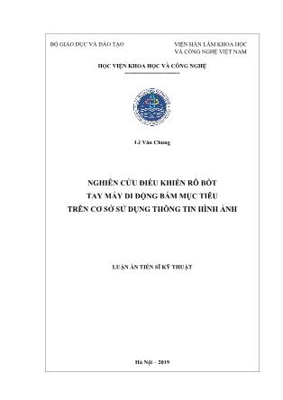 Luận án Nghiên cứu điều khiển rô bốt tay máy di động bám mục tiêu trên cơ sở sử dụng thông tin hình ảnh