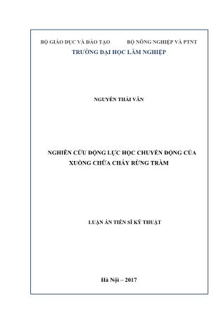 Luận án Nghiên cứu động lực chuyển động của xuồng chữa cháy rừng tràm