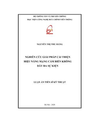 Luận án Nghiên cứu giải pháp cải thiện hiệu năng mạng cảm biến không dây đa sự kiện