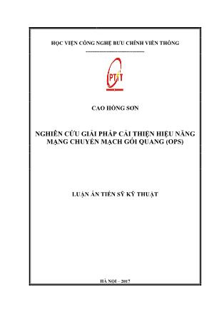 Luận án Nghiên cứu giải pháp cải thiện hiệu năng mạng chuyển mạch gói quang (ops)