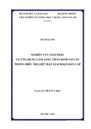 Luận án Nghiên cứu giải phẫu và ứng dụng lâm sàng thần kinh cơ cắn trong điều trị liệt mặt giai đoạn bán cấp