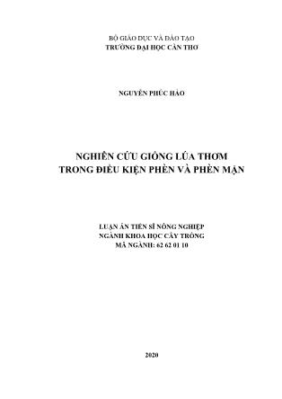 Luận án Nghiên cứu giống lúa thơm trong điều kiện phèn và phèn mặn