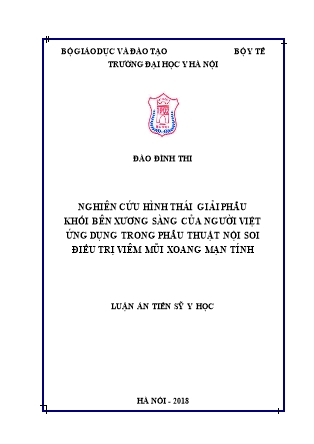 Luận án Nghiên cứu hình thái giải phẫu khối bên xương sàng của người Việt ứng dụng trong phẫu thuật nội soi điều trị viêm mũi xoang mạn tính