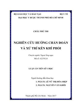 Luận án Nghiên cứu hướng chẩn đoán và xử trí kén khí phổi