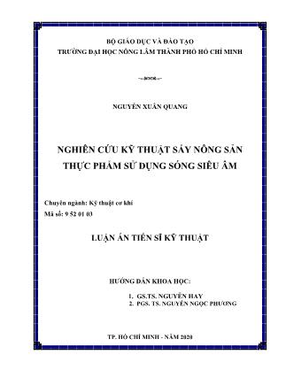 Luận án Nghiên cứu kỹ thuật sấy nông sản thực phẩm sử dụng sóng siêu âm