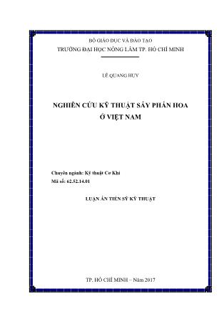 Luận án Nghiên cứu kỹ thuật sấy phấn hoa ở Việt Nam