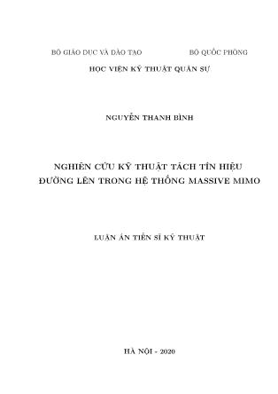 Luận án Nghiên cứu kỹ thuật tách tín hiệu đường lên trong hệ thống massive mimo