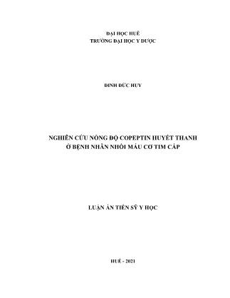 Luận án Nghiên cứu nồng độ copeptin huyết thanh ở bệnh nhân nhồi máu cơ tim cấp