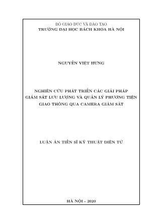 Luận án Nghiên cứu phát triển các giải pháp giám sát lưu lượng và quản lý phương tiện giao thông qua camera giám sát