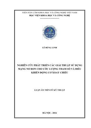 Luận án Nghiên cứu phát triển các giải thuật sử dụng mạng nơ ron cho ước lượng tham số và điều khiển động cơ xoay chiều