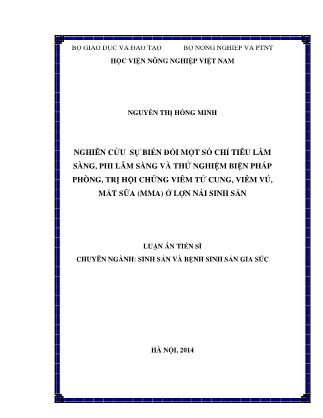 Luận án Nghiên cứu sự biến đổi một số chỉ tiêu lâm sàng, phi lâm sàng và thử nghiệm biện pháp phòng, trị hội chứng viêm tử cung, viêm vú, mất sữa (mma) ở lợn nái sinh sản