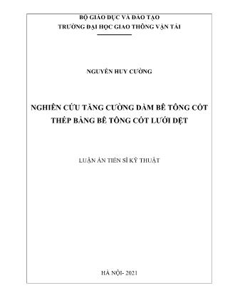 Luận án Nghiên cứu tăng cường dầm bê tông cốt thép bằng bê tông cốt lưới dệt