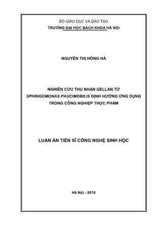 Luận án Nghiên cứu thu nhận gellan từ sphingomonas paucimobilis định hướng ứng dụng trong công nghiệp thực phẩm