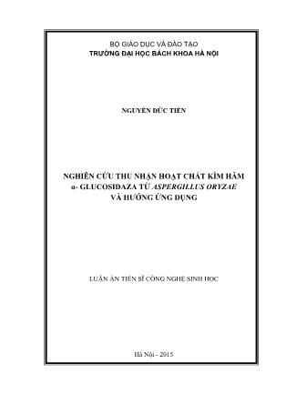 Luận án Nghiên cứu thu nhận hoạt chất kìm hãm α- Glucosidaza từ aspergillus oryzae và hướng ứng dụng