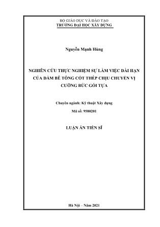 Luận án Nghiên cứu thực nghiệm sự làm việc dài hạn của dầm bê tông cốt thép chịu chuyển vị cưỡng bức gối tựa