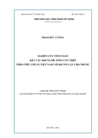 Luận án Nghiên cứu tính toán kết cấu khung bê tông cốt thép theo tiêu chuẩn Việt Nam với độ tin cậy cho trước