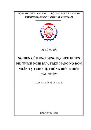 Luận án Nghiên cứu ứng dụng bộ điều khiển pid thích nghi dựa trên mạng nơ-Ron nhân tạo cho hệ thống điều khiển tàu thủy