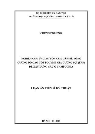 Luận án Nghiên cứu ứng xử uốn của dầm bê tông cường độ cao cốt polyme gia cường sợi (frp) để xây dựng cầu ở Campuchia