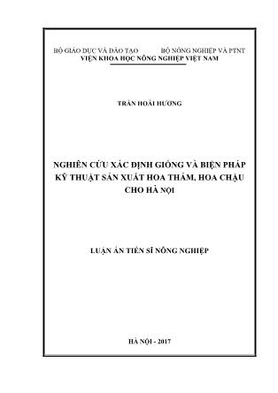 Luận án Nghiên cứu xác định giống và biện pháp kỹ thuật sản xuất hoa thảm, hoa chậu cho Hà Nội