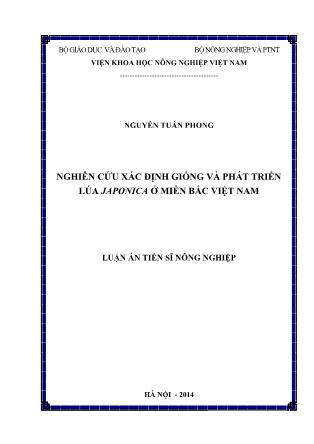 Luận án Nghiên cứu xác định giống và phát triển lúa japonica ở miền bắc Việt Nam