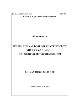 Luận án Nghiên cứu xác định hợp chất phenol từ nhựa và vỏ quả mù u để ứng dụng trong kiểm nghiệm